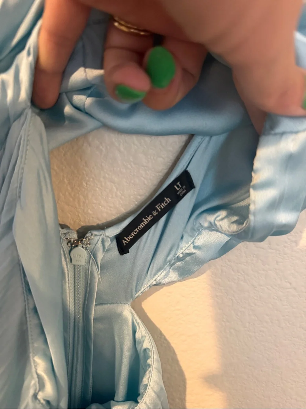 Abercrombie & Fitch Sky Blue Pleated V-Neck Maxi Dress